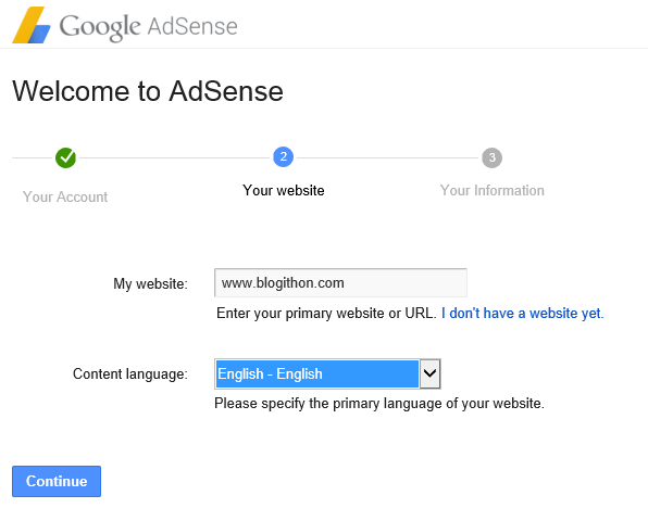 AdSense Give youe website details